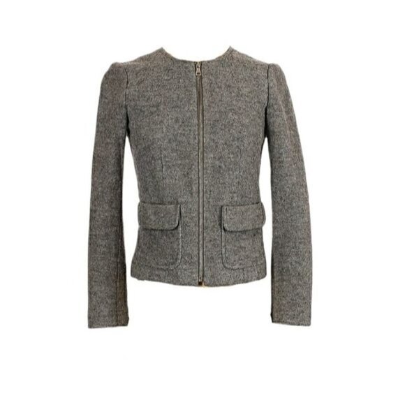 Ann Taylor Wool Blend Zip up Gray Jacket Size Extra Small - Picture 1 of 13